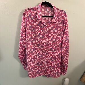 Pink Floral‎ Button-Up Blouse